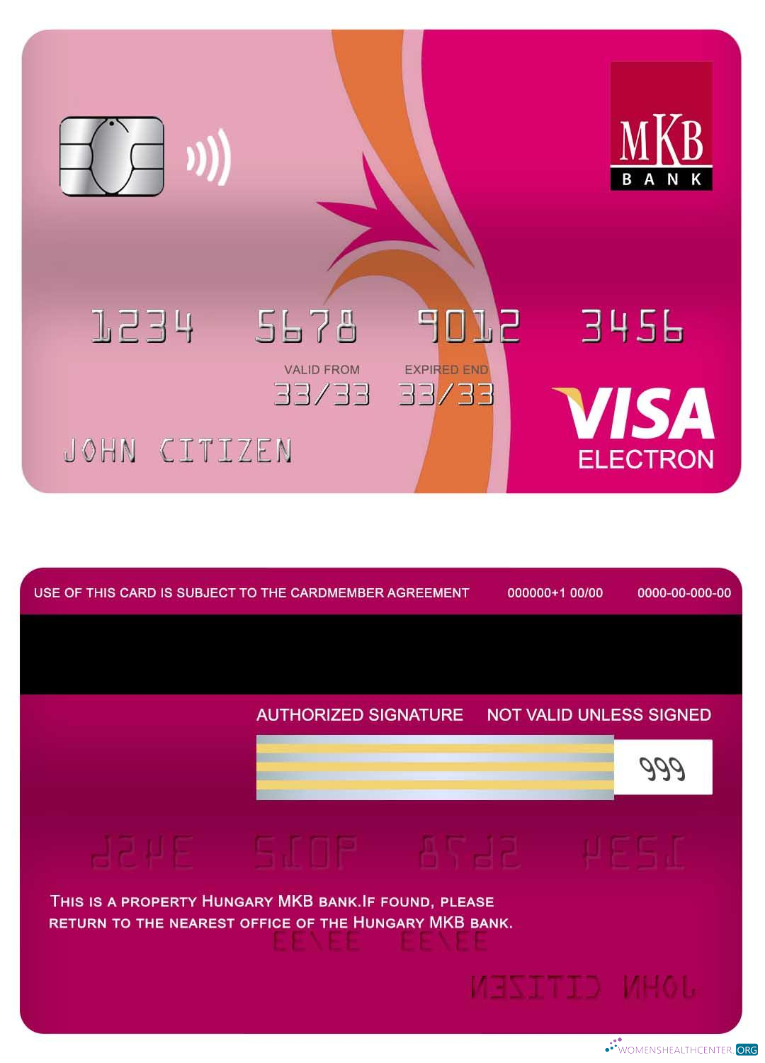 Download Hungary MKB bank visa electron card Photoshop template